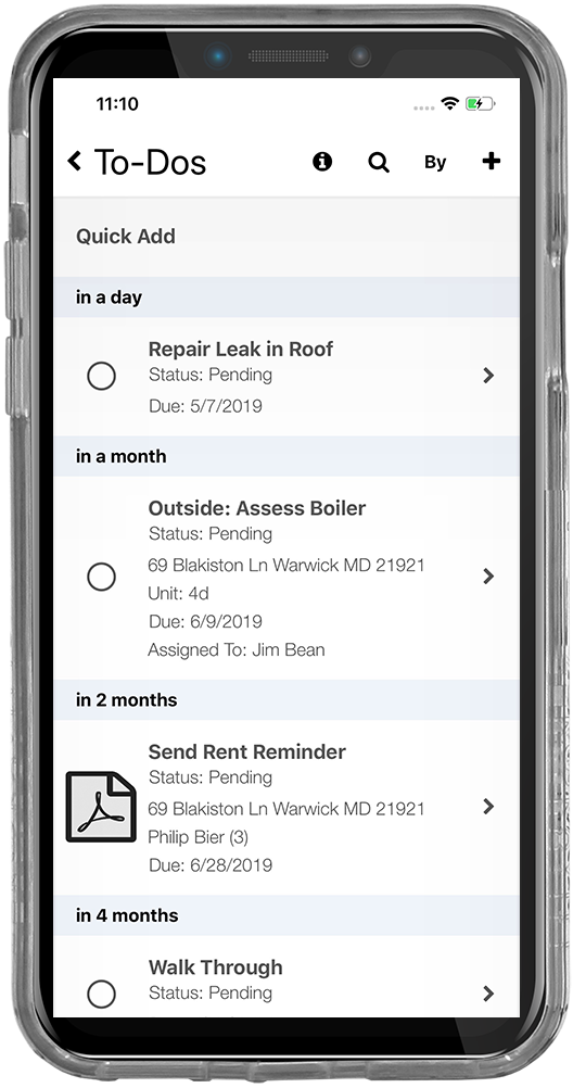 iPhone screenshot of the to-do list screen